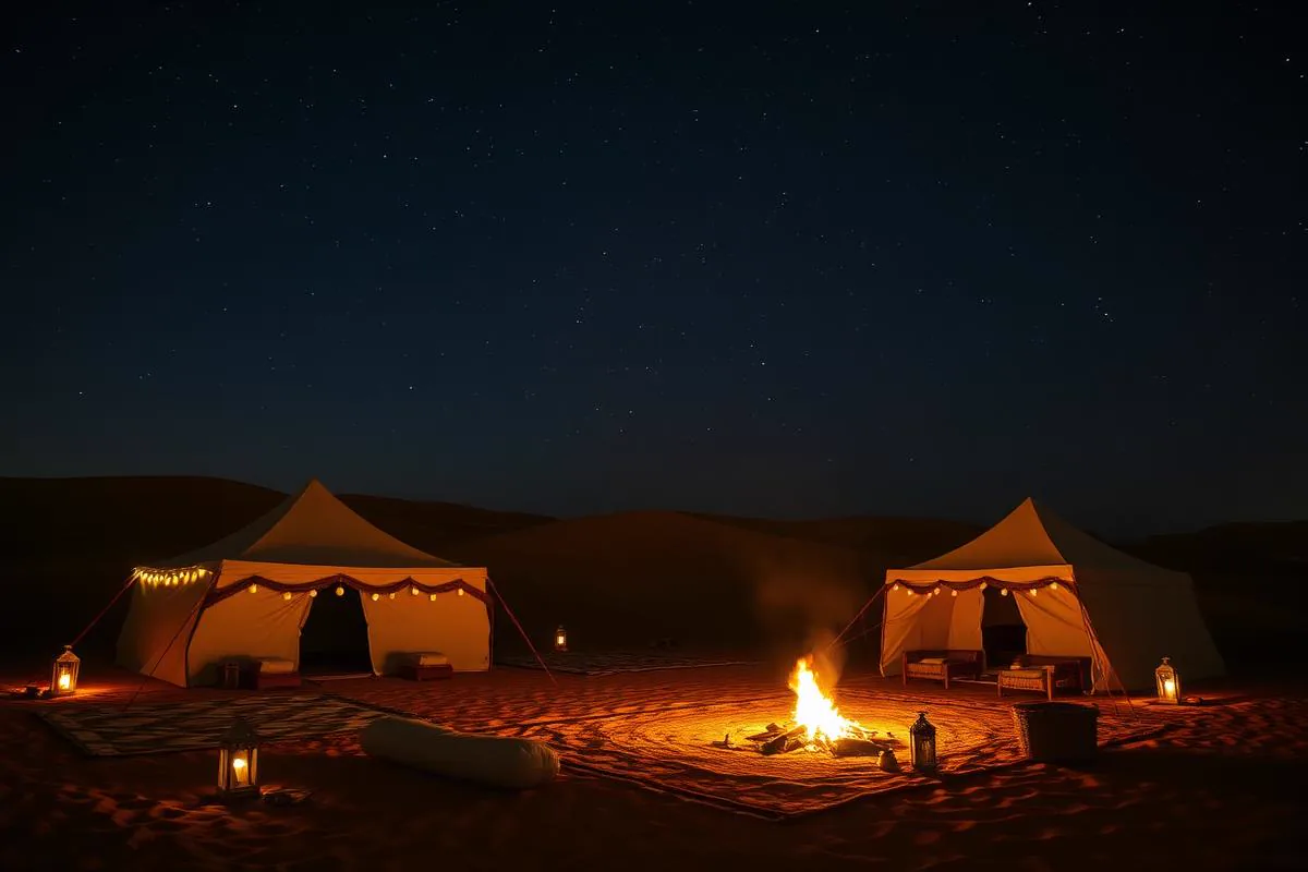 Bedouin desert camp under the stars